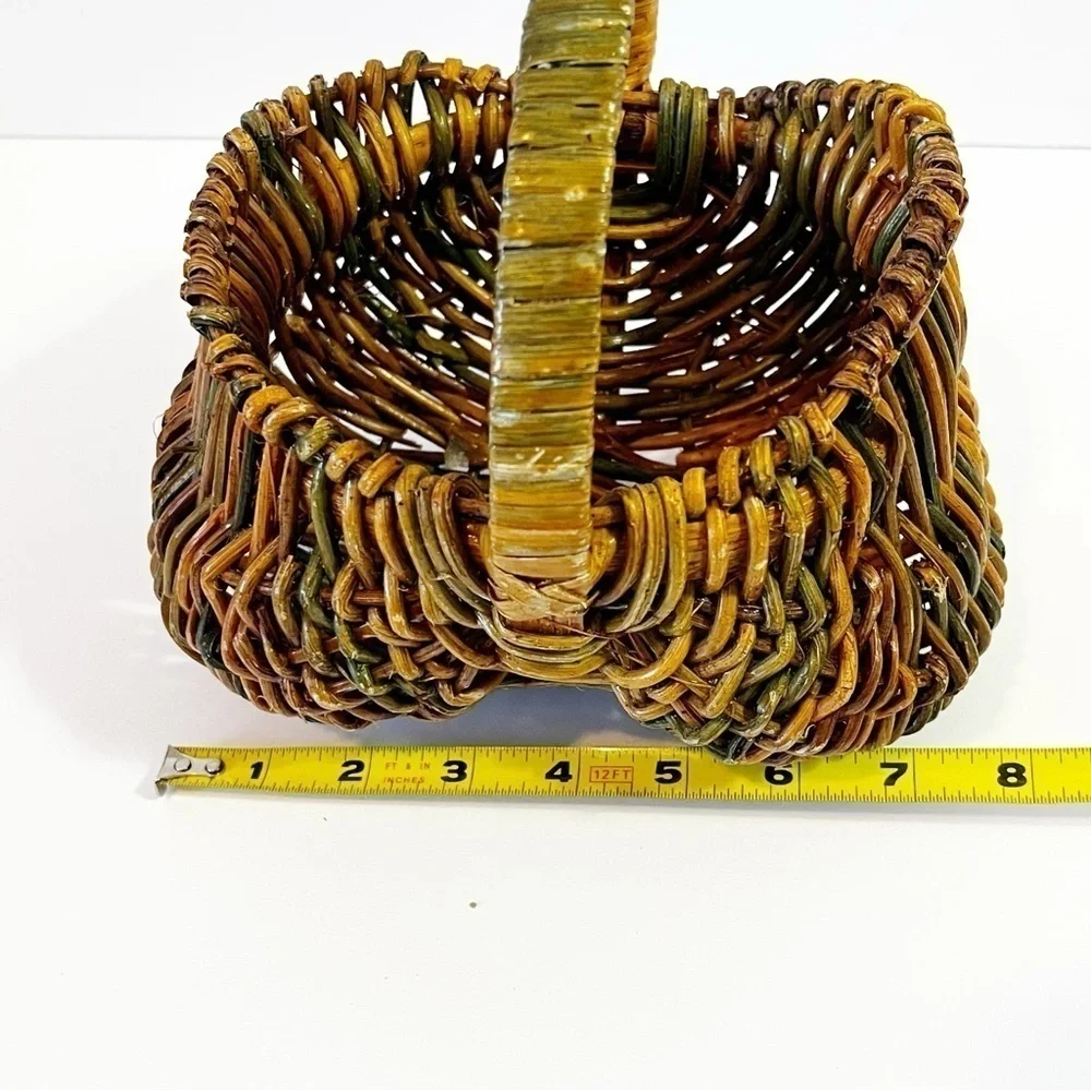 Buttocks Egg Gathering Basket Handmade Small Childs Farmhouse Striped Colorful